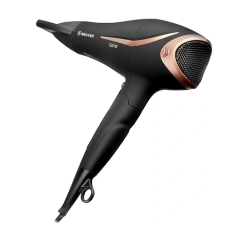 Фен BRAYER BR3000BN, 2200 Вт, 2 скорости, 3 температурных режима, складная ручка, черный 456101 - МСК «Форвард»