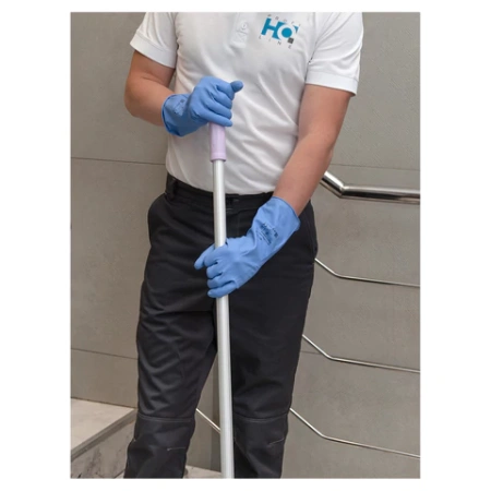 Перчатки латексные КЩС, сверхпрочные, плотные, хлопковое напыление, размер 7, S (малый), синие, HQ Profiline, 74733 608757 - МСК «Форвард»