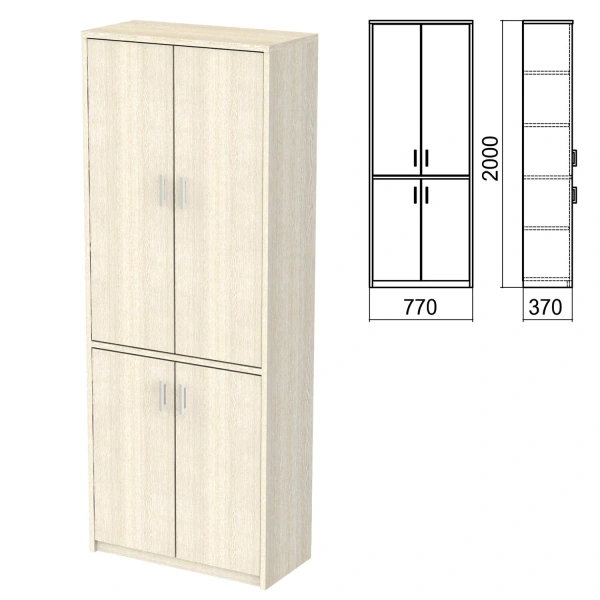 Шкаф закрытый "Арго", 770х370х2000 мм, ясень шимо (КОМПЛЕКТ) 981553