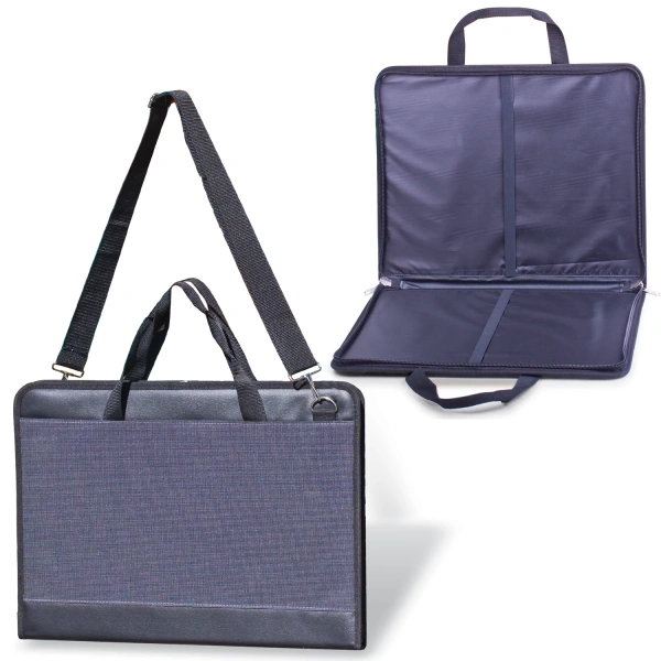 Папка для рисунков и чертежей  БОЛЬШАЯ (470х330мм) А3+, с ручками,кожзам/ткань, сер,"Пленэр-3",676/2 223115