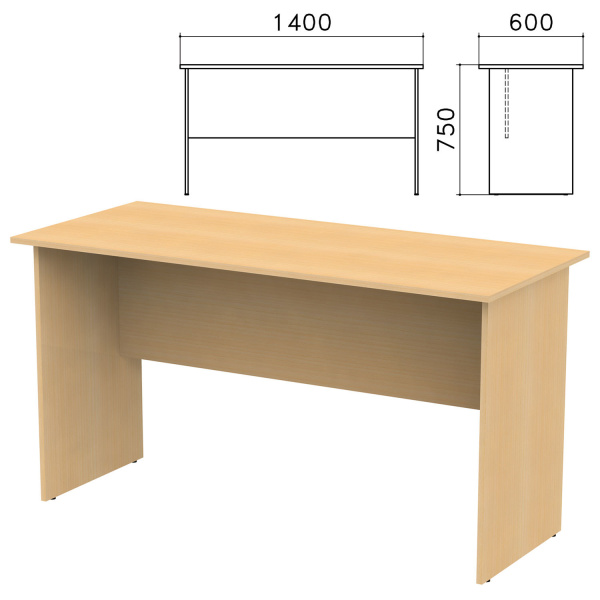 Стол письменный "Канц" (ш1400*г600*в750 мм), цвет бук, СК21.10 640027