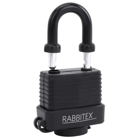 Замок навесной стальной 40 мм "Всепогодный", оцинкованный, прорезиненный, 3 ключа, RABBITEX (РАББИТЕКС), 671300 - МСК «Форвард»