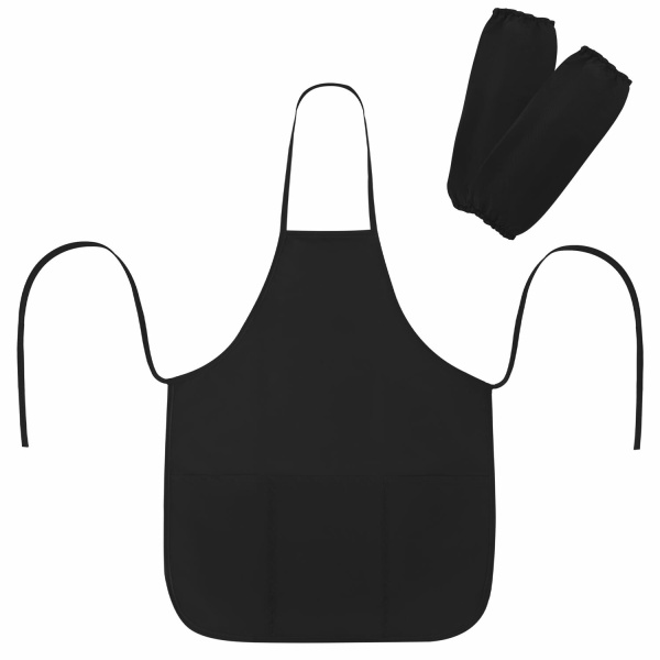 Накидка фартук с нарукавниками для труда ПИФАГОР, 3 кармана, уменьш. размер, 39х49 см,черный, 270921