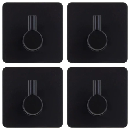 Крючки самоклеящиеся универсальные 4,5x4,5 см, КОМПЛЕКТ 4 шт., сталь, черные, LAIMA Home, 608786 - МСК «Форвард»