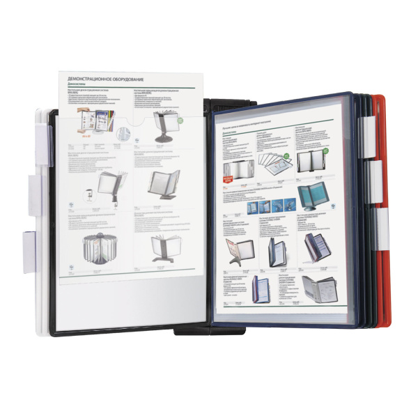 Демосистема настенная, регулируемый угол наклона, 10 цв. панелей А4, черная, BRAUBERG SOLID, 236720