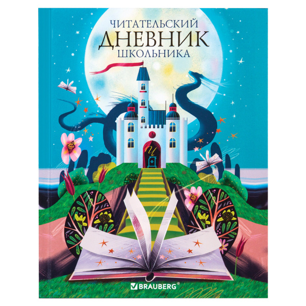 Дневник читательский А5 40л., твердый, глянцевая ламинация, цветной блок, BRAUBERG, Замок, 113449