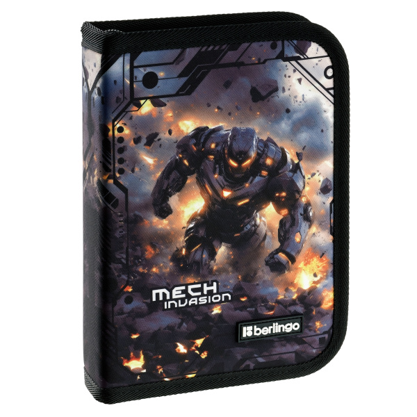 Пенал 1 отделение, 200*140*40 мм, Berlingo "Mech Invasion", 1 дополнительная откидная секция, полиэстер PK-NS-1207 389504