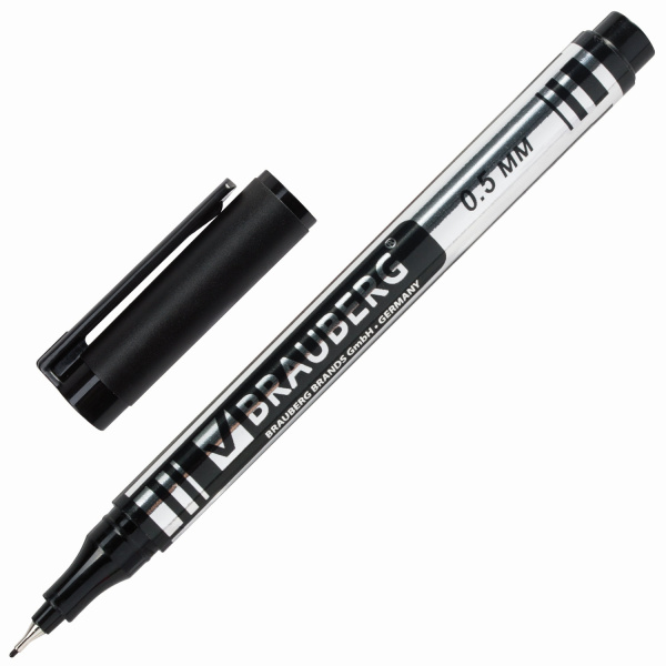 Маркер для CD и DVD BRAUBERG, ЧЕРНЫЙ, супертонкий металлический наконечник 0,5мм, 150512