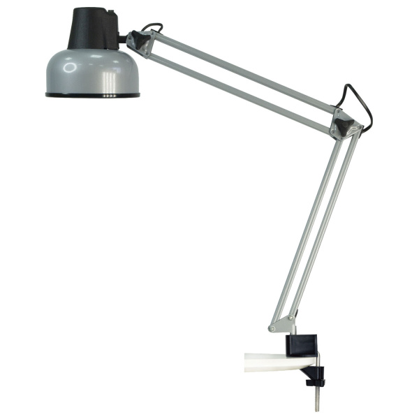 Настольная лампа светильник Трансвит Бета на струбцине, цоколь Е27, серебро  236651