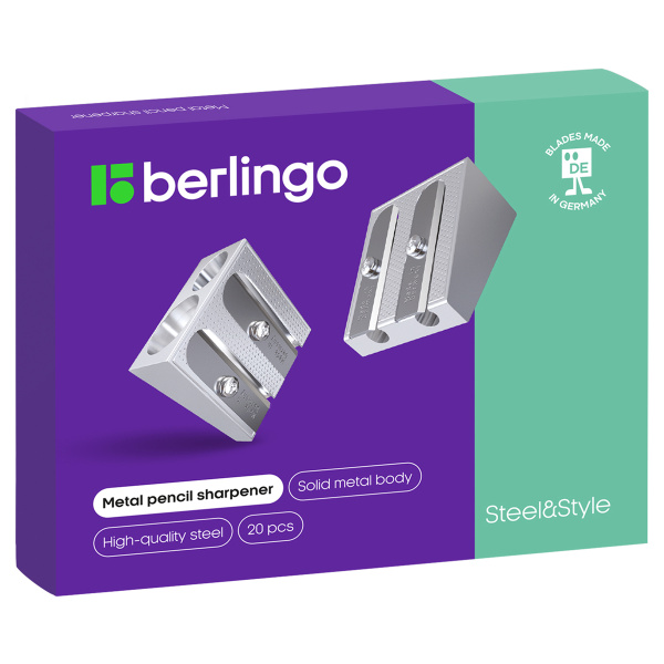 Точилка металлическая Berlingo "Steel&Style" 2 отверстия BBp_15011 247385 - МСК «Форвард»