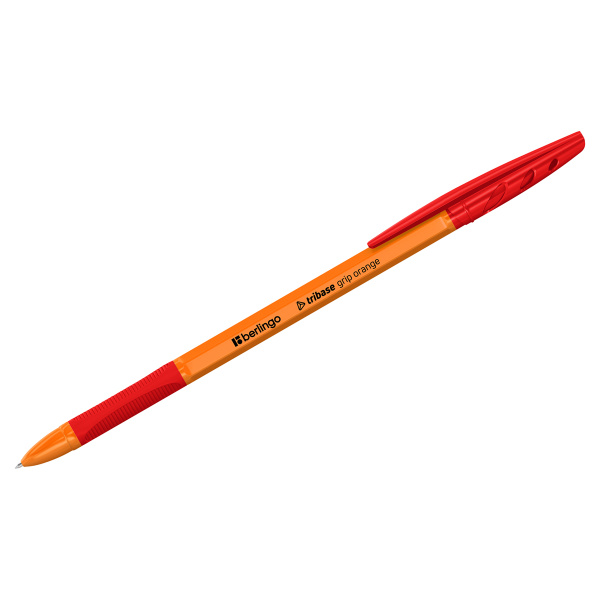 Ручка шариковая Berlingo "Tribase grip orange" красная, 0,7мм, грип корпус оранжевый CBp_70963 355444