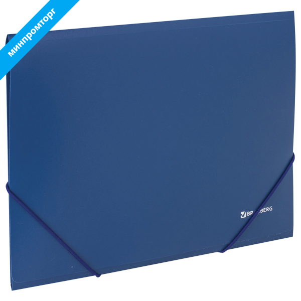 Папка на резинках BRAUBERG Стандарт, синяя, до 300 листов, 0,5мм, 221623