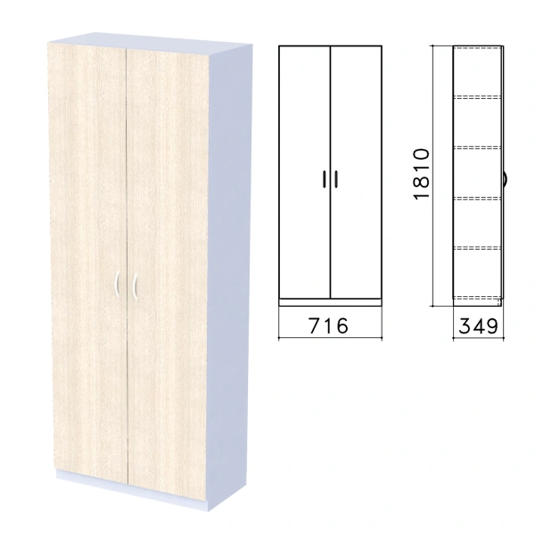 Шкаф закрытый "Бюджет", 716х349х1810мм, дуб шамони светлый (КОМПЛЕКТ) 980596