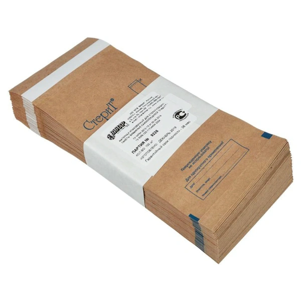 Пакет крафт самокл. ВИНАР СТЕРИТ, комплект 100 шт., для ПАР/ВОЗД стерилизации, 75х150мм, 630394