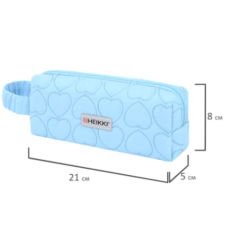 Пенал-косметичка HEIKKI (ХЕЙКИ) с ручкой, 1 отделение, стеганый полиэстер, 21х8х5 см, голубой, 273607 - МСК «Форвард»