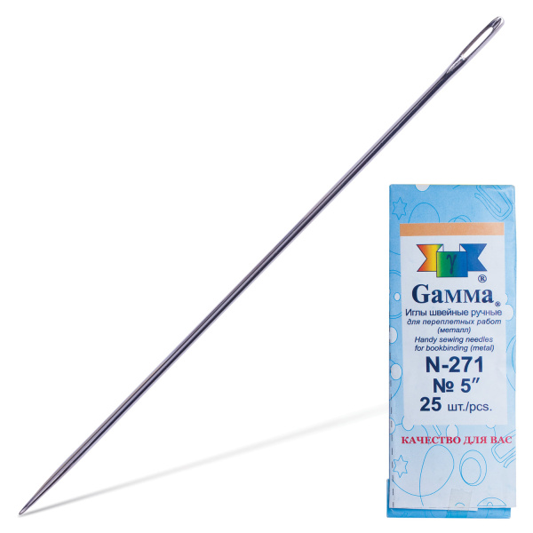 Иглы для прошивки документов (игла цыганская), КОМПЛЕКТ 25шт, размер 12см, бумажная упаковка, N-271 601577