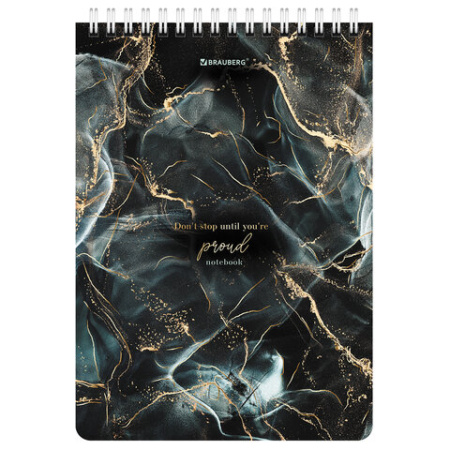 Блокнот А5 (146х206 мм), 80 л., гребень, картон, жесткая подложка, клетка, BRAUBERG, "Marble", 114386 - МСК «Форвард»