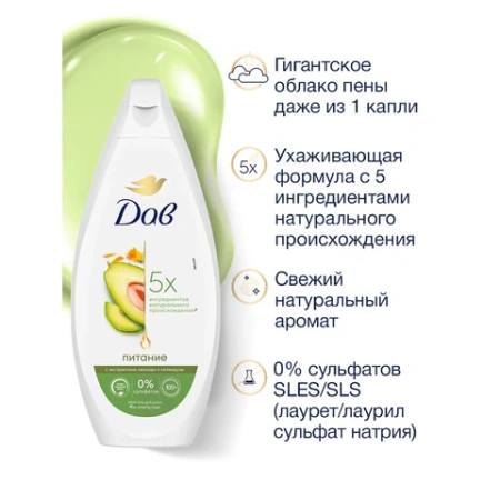 Крем-гель для душа 250 мл, ДАВ "Масло авокадо и экстракт календулы", питательный 609834 - МСК «Форвард»