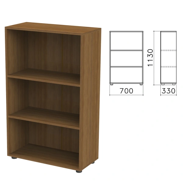 Шкаф (стеллаж) "Канц" (ш700*г330*в1130 мм), 2 полки, цвет орех, ШК39.9 640050