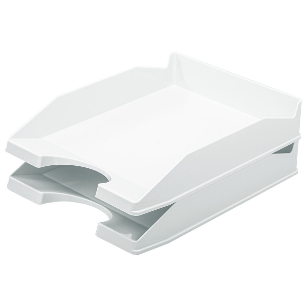 Лоток горизонтальный для бумаг КОМПЛЕКТ 2шт., BRAUBERG "Modern", 346х254х61 мм, белый, 238026