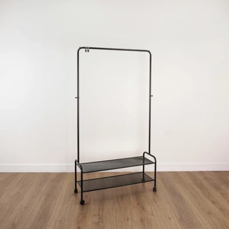 Вешалка для плечиков ZMI "Валенсия-32М", 1620х915х300 мм, 2 полки, передвижная, металл, черная, ВГВ32М Ч 700926 - МСК «Форвард»