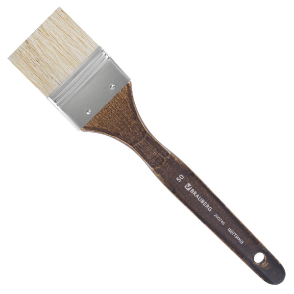 Кисть художественная профессиональная BRAUBERG ART CLASSIC, щетина, флейц, № 50, короткая ручка 2007 200746