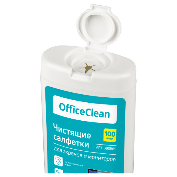 Влажные портативные чистящие салфетки OfficeClean для экранов и мониторов, 100шт. (малая плоская туба), бабл-гам 390569 ЧЕСТНЫЙ ЗНАК! - МСК «Форвард»
