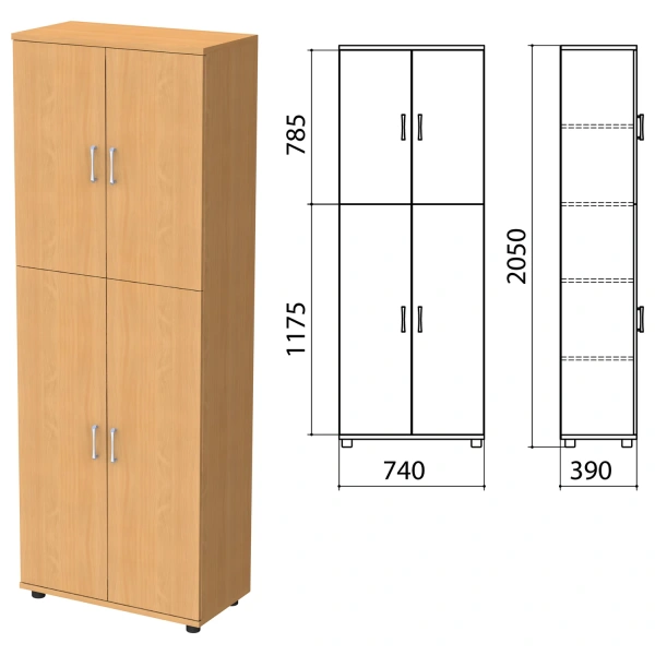 Шкаф закрытый "Монолит", 740х390х2050мм, цвет бук (КОМПЛЕКТ) 980090
