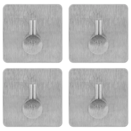 Крючки самоклеящиеся универсальные 4,5x4,5 см, КОМПЛЕКТ 4 шт., сталь, серебристые, LAIMA Home, 608785 - МСК «Форвард»