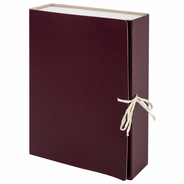 Короб архивный (240х330мм), 80 мм, 2 завязки, бумвинил, до 700 листов, бордовый, STAFF, 126900
