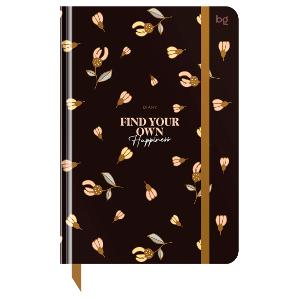 Ежедневник недатированный А5, 136л., 7БЦ BG "Flowery. Black", глянцевая ламинация, отд.фольгой DuА5_64362 376415 - МСК «Форвард»