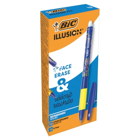 Ручка стираемая гелевая с грипом BIC "Gelocity Illusion", СИНЯЯ, корпус синий, линия 0,3 мм, 516518 144418 - МСК «Форвард»
