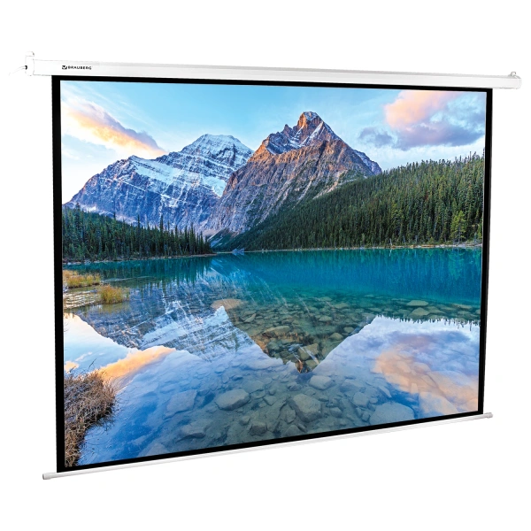 Экран проекционный настенный (180x240см), матовый, электропривод, 4:3, BRAUBERG MOTO, 236734