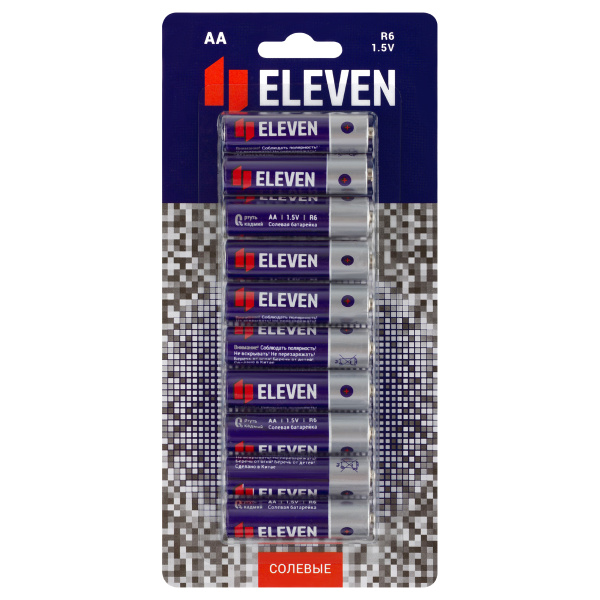 Батарейка Eleven AA (R6) солевая, КОМПЛЕКТ 10шт BC10 блистер 376036 - МСК «Форвард»