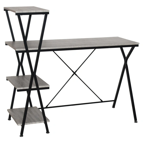 Стол на металлокаркасе BRABIX LOFT CD-004 (ш1200*г535*в1110мм), 3 полки, цвет дуб антик, 641219