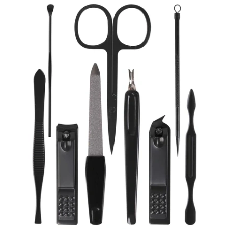 Универсальный набор для маникюра и педикюра 9 в 1 в футляре, MINI, черный карбон, блистер, WBZ (ВБЗ), 609496 - МСК «Форвард»