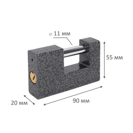 Замок навесной чугунный 90 мм "Гаражный" с полимерным покрытием, 3 ключа, RABBITEX (РАББИТЕКС), 671303 - МСК «Форвард»