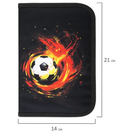 Пенал BRAUBERG с наполнением, 1 отделение, 1 откидная планка, 24 предмета, 21х14 см, "Fireball", 270723 - МСК «Форвард»