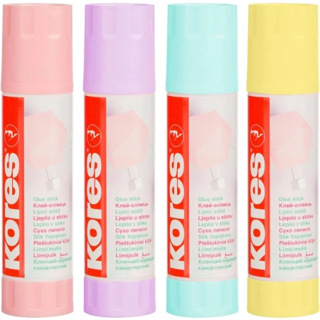 Клей-карандаш Kores Pastel 20 г ассорти:розовый, желтый, фиолетовый ,мятный 1140943 - МСК «Форвард»