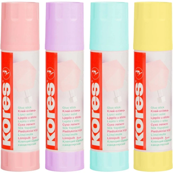 Клей-карандаш Kores Pastel 20 г ассорти:розовый, желтый, фиолетовый ,мятный 1140943 - МСК «Форвард»