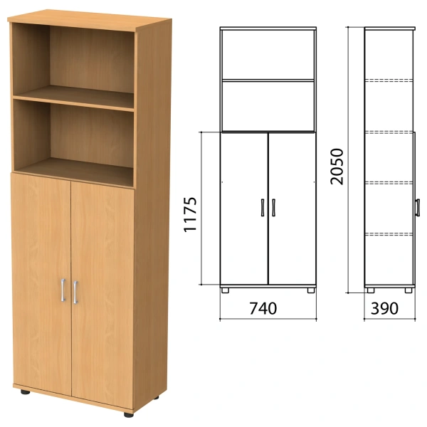 Шкаф полузакрытый "Монолит", 740х390х2050мм, цвет бук (КОМПЛЕКТ) 980078