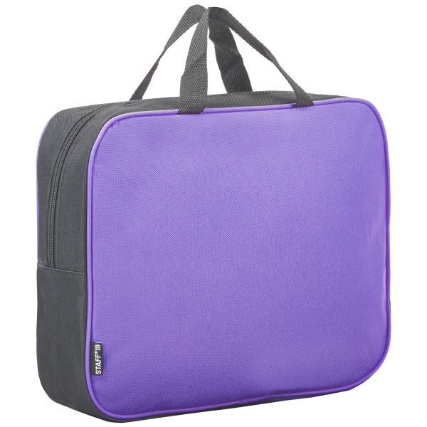 Папка на молнии с ручками STAFF EVERYDAY, А4, ширина 80мм, полиэстер, сиреневая, 270741
