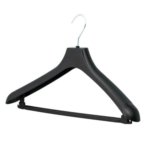 Вешалка-плечики р.48-50, пластик, анатомическая, перекладина, крючки для бретелей, черный, С024/С044 601186