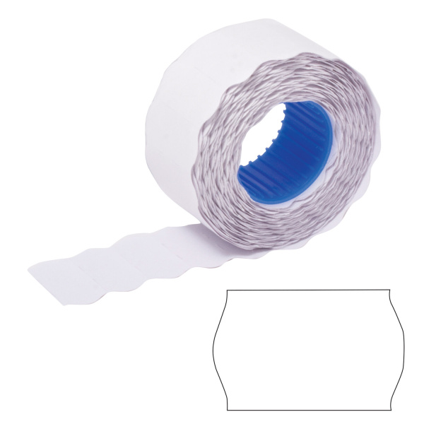 Этикет-лента 26*12мм волна, белая, КОМПЛЕКТ 5 рулонов по 800 шт., BRAUBERG, 123576