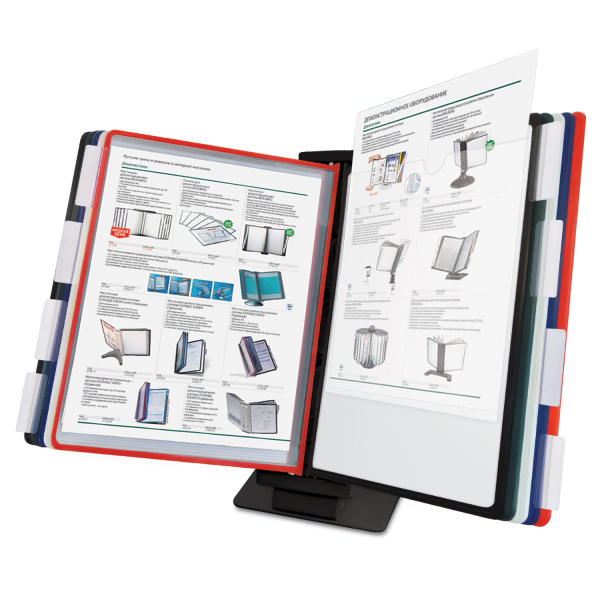 Демосистема настольная/настенная, с 10 цветн.панелями А4, метал.основа,черная, BRAUBERG SOLID,236716