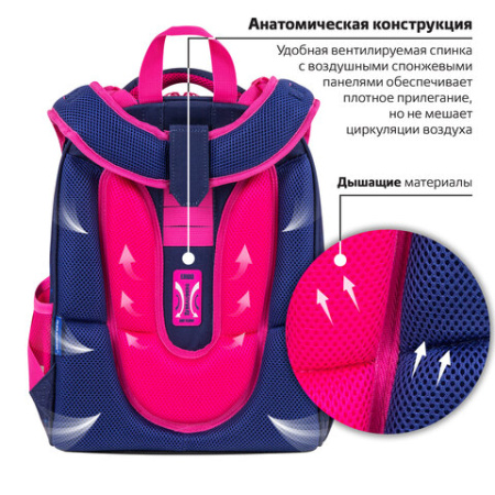 Ранец BRAUBERG PREMIUM, 2 отделения, с брелоком, "Cute fox", LED-ЛАМПОЧКИ, 38х29х16 см, 272019 - МСК «Форвард»