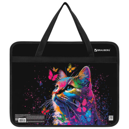 Папка на молнии с ручками BRAUBERG А4, 1 отделение, пластик, 80 мм, "Butterfly catcher", 272165 - МСК «Форвард»