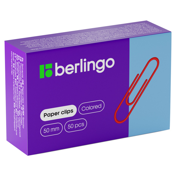 Скрепки 50мм, Berlingo, 50шт., цветные, карт. упаковка BK2519 255063 