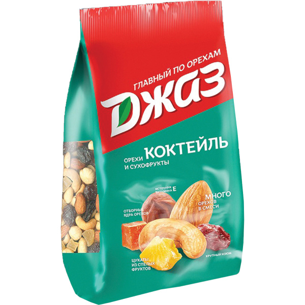 Орехи и сухофрукты ДЖАЗ "Коктейль", фундук, кешью, миндаль, папайя, ананас, изюм, 300 г, 620161 - МСК «Форвард»