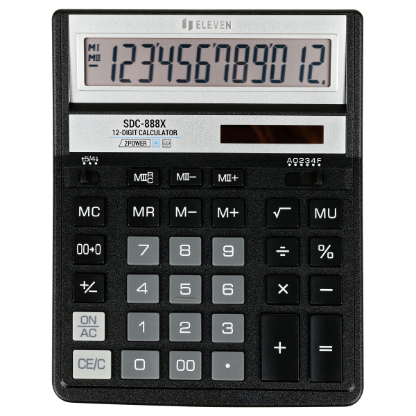 Калькулятор настольный Eleven SDC-888X-BK, 12 разрядов, двойное питание, 158*203*31мм, черный SDC-888X-BK 339222
